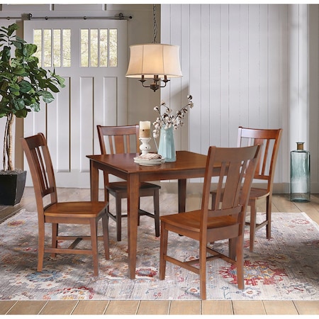 International Concepts 36 in. x 36 in. Dining Table with 4 San Remo SplatBack Chairs - 5 Piece Dining Set K581-3636-C10-4